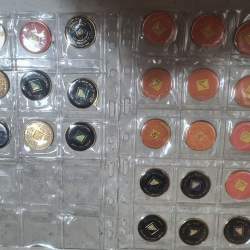 Narcotics Anonymous recovery medals enamel, set of 33 from the 90s