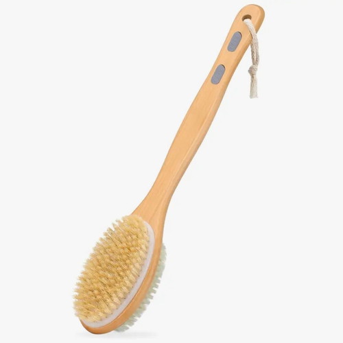 Double-sided bath brush new with soft bristles and long handle