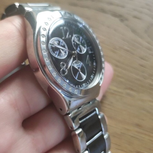 Swatch Irony Chrono Dreamnight wristwatch, black stainless steel