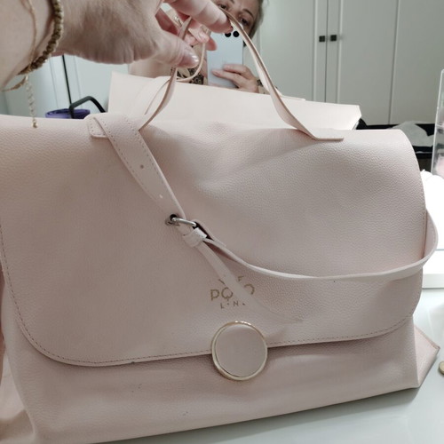 Polo handbag in powder pink like new with detachable strap and wide handle
