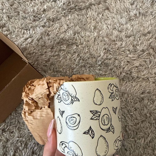 Ceramic mugs Sinsay with lemon and avocado design, new