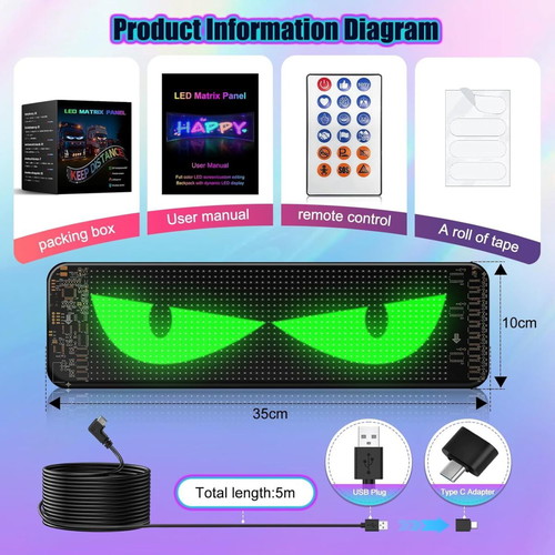 LED Matrix Panels Devil Eye New, 2 pcs, programmable with app and remote