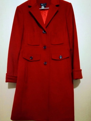 BCBGMAXAZRIA coat like new, 100% wool, mid-length, red, size Small
