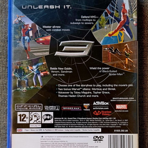 Spider-Man 3 PS2 game used, complete and in excellent condition