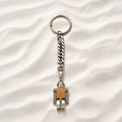 Steel Robot Keychain new, yellow and silver