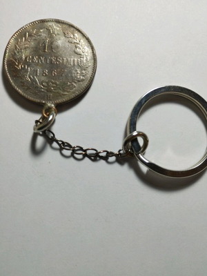 Επάργυρο μπρελόκ με νόμισμα Ιταλίας 10 centesimi 1867 μεταχειρισμένο