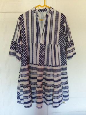 Boho ethnic tunic dress Vero Moda white and blue, like new