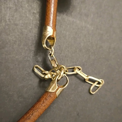 Silver 925 handmade gold-plated set like new with brown leather strap