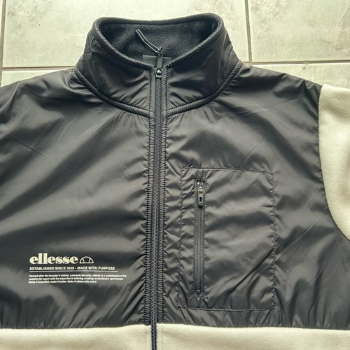 Ellesse Solarolo fleece jacket like new, black and white, small oversized
