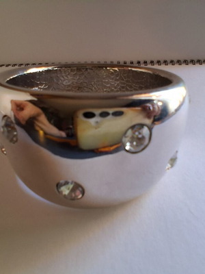 Cuff Bracelet Silver Plated with Large Crystals, New