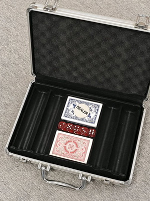 Aluminum poker case for 200 chips like new with cards and dice