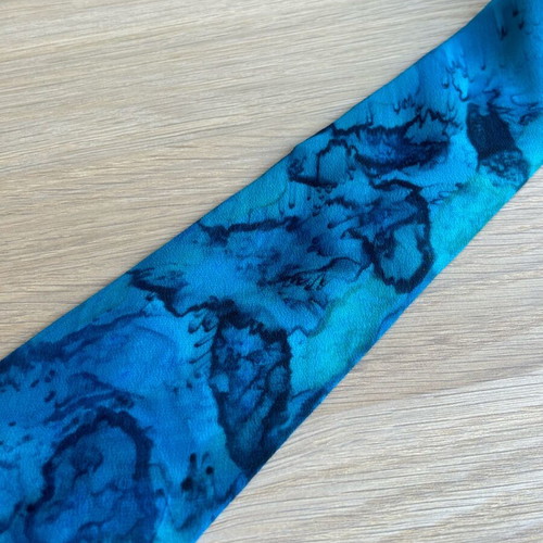 Handmade tie new from 100% pure silk in blue and turquoise shades
