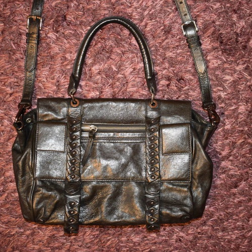 Diane Von Furstenberg Vintage Leather Hand Bag like new, black