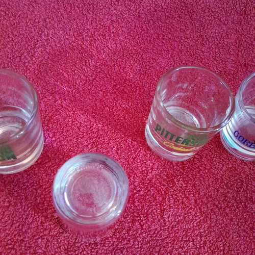 Glass shot glass set used, 4 pieces
