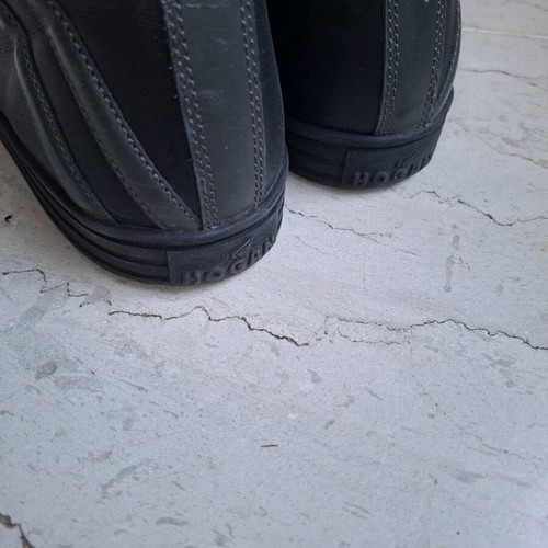 Hogan Rebel leather boots like new, black and gray