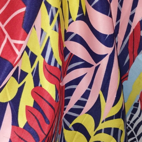 Cotton airy scarf shawl with colorful monstera print and tassels, new