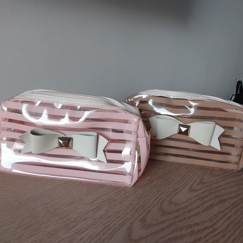 Verde toiletry bags, beige and pink, set of two