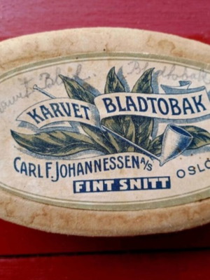 Vintage tobacco box used, Carl Johannessen Oslo Norway