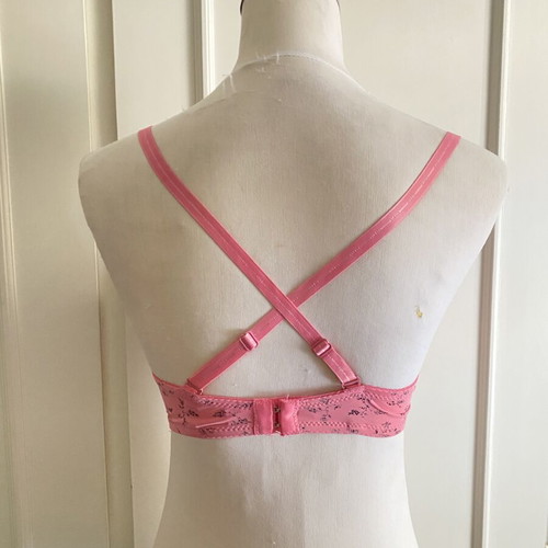 Pink Bra with Black Lace like new, balconette push-up style