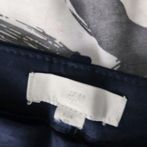 H&M women's blue pants satin texture five-pocket size L like new