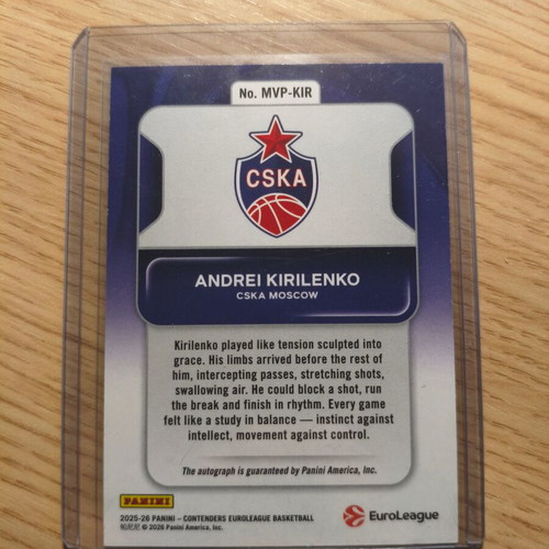 2025-26 Contenders EuroLeague Andrei Kirilenko MVP Contenders Autograph card new