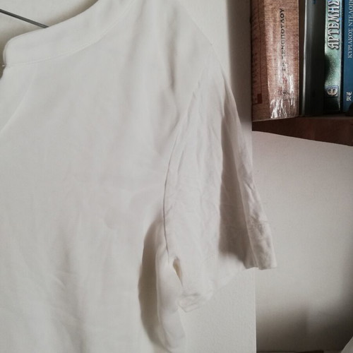 Bianca white blouse size L 40 chiffon front, cotton back, like new
