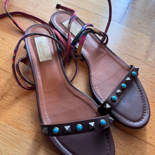 Valentino Garavani sandals used, brown with studs, size 38