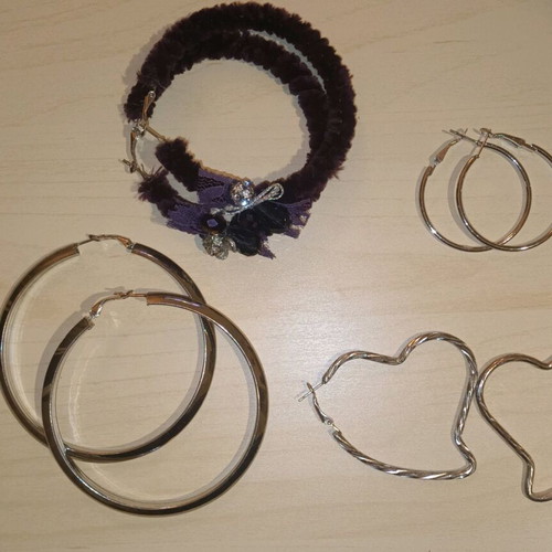 Earrings hoops like new, stainless steel, Alexi Andrioti and Morgan