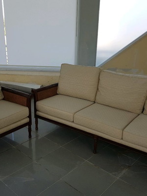 Wicker sofa and armchair used, fabric almost like new