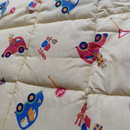 Double quilt new two-sided with blue and soft yellow trim