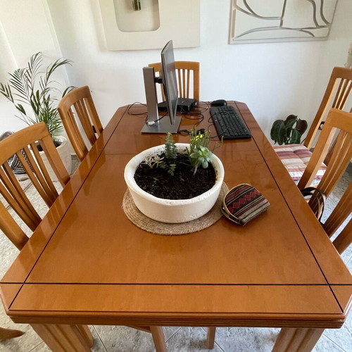 Dining table for 6 used, solid wood with extension