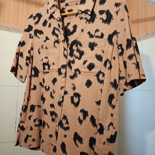 Marks & Spencer linen shirt brown animal print new, size S