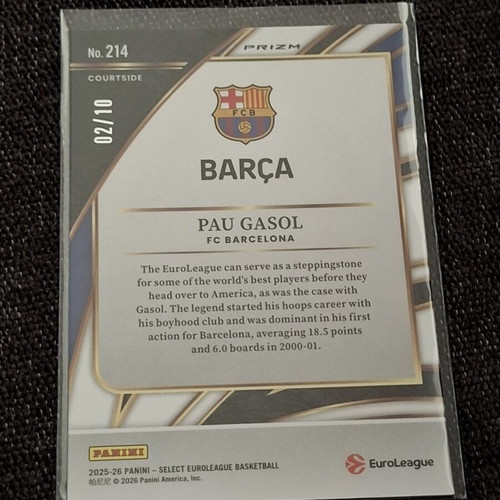 Pau Gasol 2025-26 Panini Select EuroLeague Courtside Gold Prizm /10