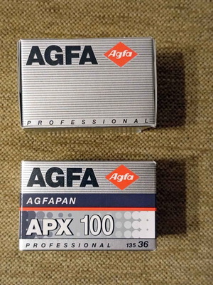 Agfa APX 100 film, 2 pieces, expired 07/2004