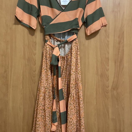 Madame Shoushou Roxandra Orange Floral Dress new, size large