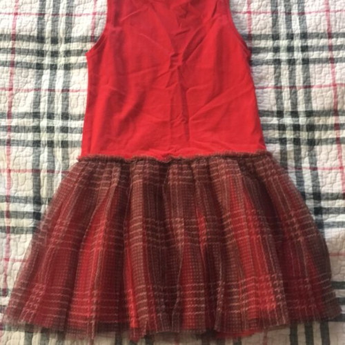 Mayoral dress for girls with tulle like new, brown and red, size 122 cm