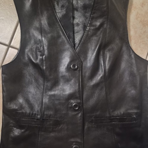 Unisex leather vest reversible, used, size XS, black