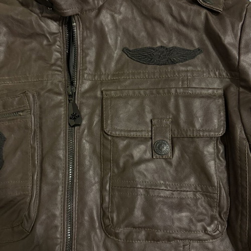 Affliction bomber jacket size S, new, synthetic leather, brown