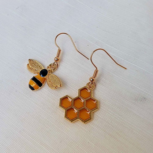 Melissoula earrings new, gold-plated stainless steel with enamel