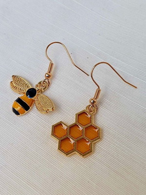Melissoula earrings new, gold-plated stainless steel with enamel