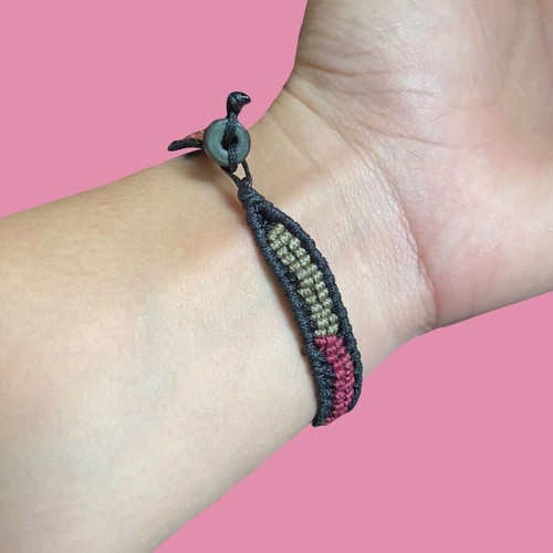 Macrame bracelet like new, handmade, black and pink