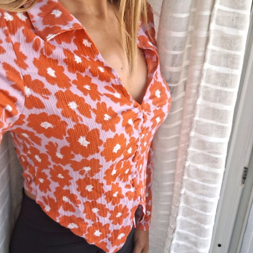 Sinsay floral short shirt like new, large