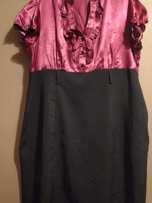 Olivia Matthew20W plus size dress new, satin fuchsia and black pencil skirt