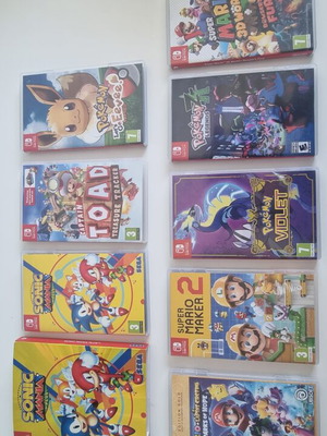 Nintendo video game collection including Mario, Pokemon, Sonic