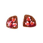  Σκουλαρίκια καρφωτά βάφλες σοκολάτα με ροζ καρδιές με πολυμερικό πηλό