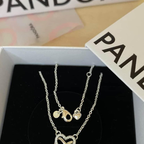 Pandora authentic silver heart necklace new