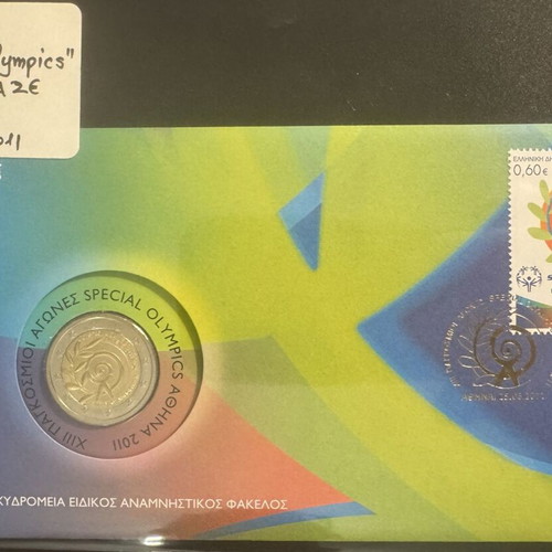 Commemorative ELTA folder 2011 with 2 euro special edition coin Special Olympics new