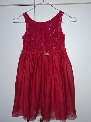 H&m winter velvet dress with tulle like new, red