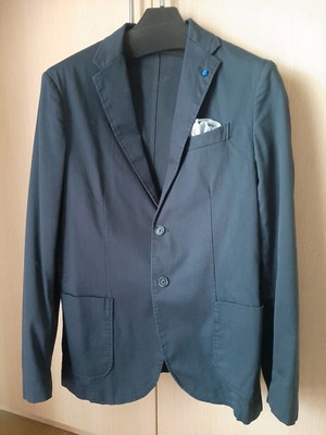 Blazer ανδρικό Mango μεταχειρισμένο, μπλε σκούρο με μαντηλάκι