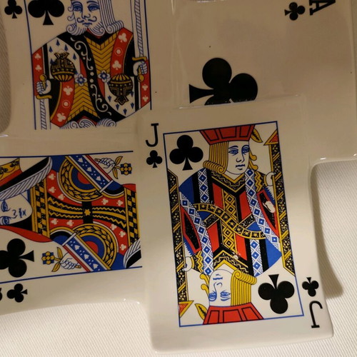 Bowl or ashtray with 4 playing card figures AKQJ new